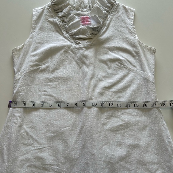 Preppy Ruffled Sleeveless White and Navy Mini Summer Dress - Picture 4 of 10